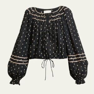 Ulla Johnson Francoise Black Tie Blouse 2